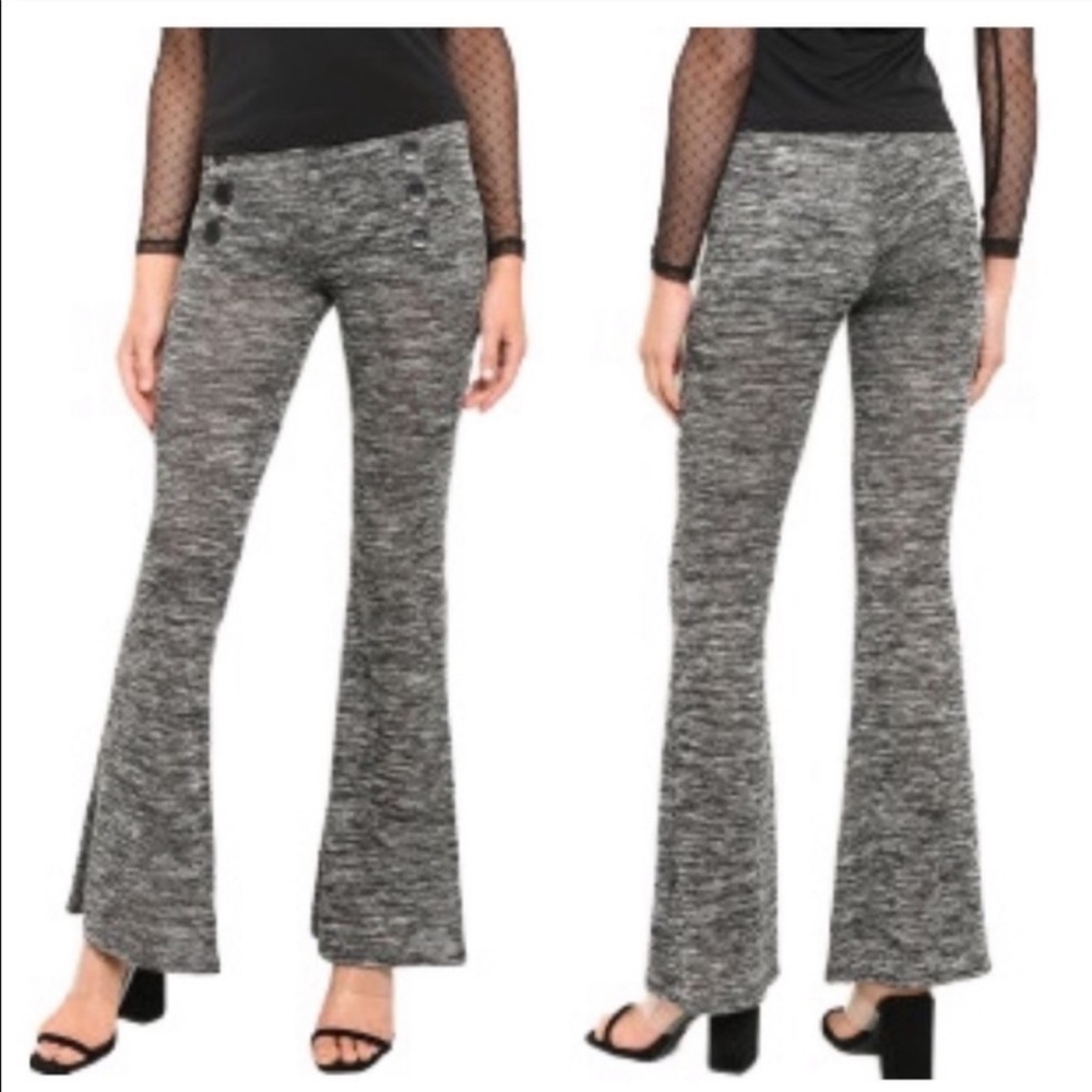 Boutique Black Beaded Flare Leg Skinny Pants Women's